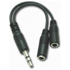 Audio redukce 3,5 mm jack male -> 2 x 3,5 mm jack female, černá, bulk