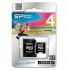 Paměťová karta Silicon Power microSDHC Class 10, 4GB + adaptér SD