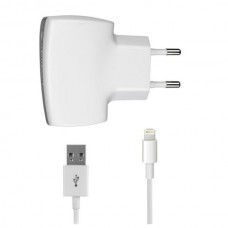 Cestovní nabíječka CellularLine pro přístroje Apple s konektorem Lightning a USB výstupem, MFI, bílá
