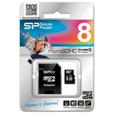 Paměťová karta Silicon Power microSDHC Class 4, 8GB + adaptér SD